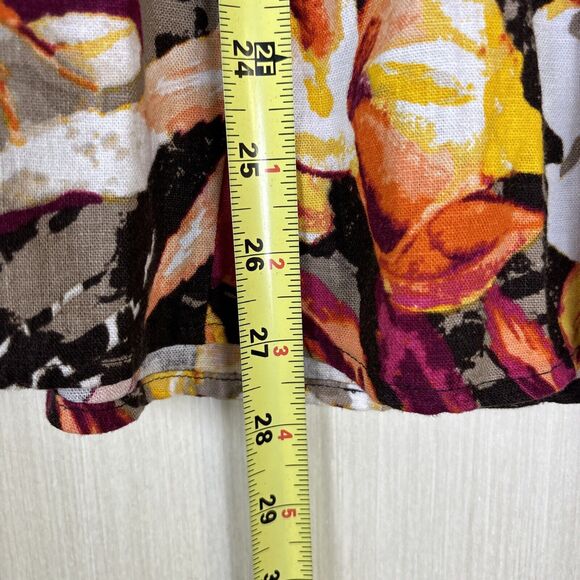 Christopher &‎ Banks Women's Skirt Sz 10 Linen Blend Midi Floral Pull On - Picture 10 of 10